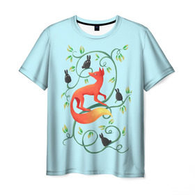 Мужская футболка 3D с принтом Милая лисичка в Санкт-Петербурге, 100% полиэфир | прямой крой, круглый вырез горловины, длина до линии бедер | animal | beast | fox | heart | love | orange | животное | зверь | лис | лиса | личиска | любовь | птица | птицы | птичка | рыжая | сердце