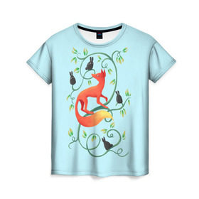 Женская футболка 3D с принтом Милая лисичка в Санкт-Петербурге, 100% полиэфир ( синтетическое хлопкоподобное полотно) | прямой крой, круглый вырез горловины, длина до линии бедер | animal | beast | fox | heart | love | orange | животное | зверь | лис | лиса | личиска | любовь | птица | птицы | птичка | рыжая | сердце