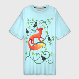 Платье-футболка 3D с принтом Милая лисичка в Санкт-Петербурге,  |  | animal | beast | fox | heart | love | orange | животное | зверь | лис | лиса | личиска | любовь | птица | птицы | птичка | рыжая | сердце