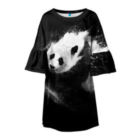 Детское платье 3D с принтом Молочная панда в Санкт-Петербурге, 100% полиэстер | прямой силуэт, чуть расширенный к низу. Круглая горловина, на рукавах — воланы | animal | bear | beast | milk | nature | panda | животное | зверь | медведь | молоко | панда | природа