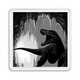 Магнит 55*55 с принтом Пещера динозавра в Санкт-Петербурге, Пластик | Размер: 65*65 мм; Размер печати: 55*55 мм | animal | beast | dino | rage | roar | динозавр | животное | зверь | земля | пещера | рык | эра | ярость