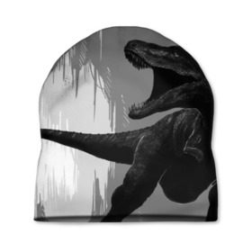 Шапка 3D с принтом Пещера динозавра в Санкт-Петербурге, 100% полиэстер | универсальный размер, печать по всей поверхности изделия | Тематика изображения на принте: animal | beast | dino | rage | roar | динозавр | животное | зверь | земля | пещера | рык | эра | ярость
