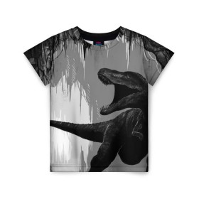 Детская футболка 3D с принтом Пещера динозавра в Санкт-Петербурге, 100% гипоаллергенный полиэфир | прямой крой, круглый вырез горловины, длина до линии бедер, чуть спущенное плечо, ткань немного тянется | Тематика изображения на принте: animal | beast | dino | rage | roar | динозавр | животное | зверь | земля | пещера | рык | эра | ярость