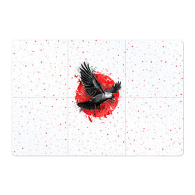 Магнитный плакат 3Х2 с принтом Черный ворон в Санкт-Петербурге, Полимерный материал с магнитным слоем | 6 деталей размером 9*9 см | Тематика изображения на принте: bird | black | fly | moon | sun | ворон | луна | полет | птица | солнце | черный
