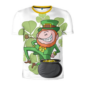 Мужская футболка 3D спортивная с принтом Ирландия в Санкт-Петербурге, 100% полиэстер с улучшенными характеристиками | приталенный силуэт, круглая горловина, широкие плечи, сужается к линии бедра | clover | gold | green | irish | money | st. patrick | деньги | зелёный | золото | ирландская | клевер | лепрекон