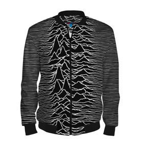 Мужской бомбер 3D с принтом Joy Division. Unknown Pleasures в Санкт-Петербурге, 100% полиэстер | застегивается на молнию, по бокам два кармана без застежек, по низу бомбера и на воротнике - эластичная резинка | Тематика изображения на принте: joy division | альбом | волны | горы | линии | обложка | панк | рок