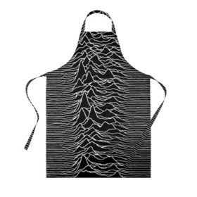 Фартук 3D с принтом Joy Division. Unknown Pleasures в Санкт-Петербурге, 100% полиэстер | общий размер — 65 х 85 см, ширина нагрудника — 26 см, горловина — 53 см, длина завязок — 54 см, общий обхват в поясе — 173 см. Принт на завязках и на горловине наносится с двух сторон, на основной части фартука — только с внешней стороны | joy division | альбом | волны | горы | линии | обложка | панк | рок