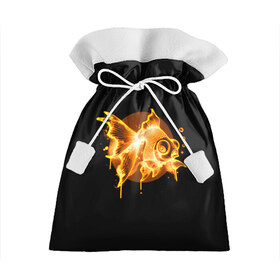 Подарочный 3D мешок с принтом Золотая рыбка в Санкт-Петербурге, 100% полиэстер | Размер: 29*39 см | Тематика изображения на принте: агрессивные | арт | веселые | дыым | интересные | новинки | огонь | пламя | популярное | узор