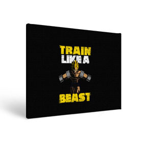 Холст прямоугольный с принтом Train Like a Beast в Санкт-Петербурге, 100% ПВХ |  | dragon ball | strong | workout | воркаут | драгон бол