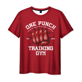 Мужская футболка 3D с принтом One Punch Gym в Санкт-Петербурге, 100% полиэфир | прямой крой, круглый вырез горловины, длина до линии бедер | boxing | combat | fight | fighter | kickboxing | muay thai | wrestling | боец | бой | бокс | боксер | драка | кикбоксинг | май тай