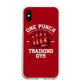 Чехол для iPhone XS Max матовый с принтом One Punch Gym в Санкт-Петербурге, Силикон | Область печати: задняя сторона чехла, без боковых панелей | boxing | combat | fight | fighter | kickboxing | muay thai | wrestling | боец | бой | бокс | боксер | драка | кикбоксинг | май тай