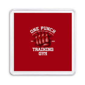 Магнит 55*55 с принтом One Punch Gym в Санкт-Петербурге, Пластик | Размер: 65*65 мм; Размер печати: 55*55 мм | boxing | combat | fight | fighter | kickboxing | muay thai | wrestling | боец | бой | бокс | боксер | драка | кикбоксинг | май тай