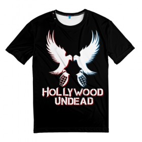 Мужская футболка 3D с принтом Hollywood Undead в Санкт-Петербурге, 100% полиэфир | прямой крой, круглый вырез горловины, длина до линии бедер | hollywood undead