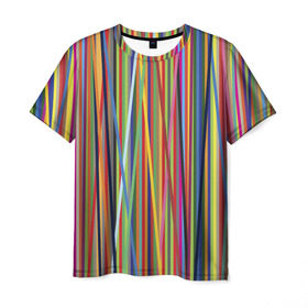 Мужская футболка 3D с принтом Тест принтера в Санкт-Петербурге, 100% полиэфир | прямой крой, круглый вырез горловины, длина до линии бедер | полоски | цвета
