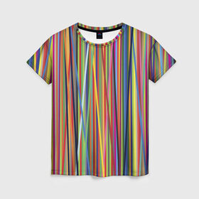 Женская футболка 3D с принтом Тест принтера в Санкт-Петербурге, 100% полиэфир ( синтетическое хлопкоподобное полотно) | прямой крой, круглый вырез горловины, длина до линии бедер | полоски | цвета