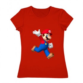 Женская футболка хлопок с принтом Super Mario в Санкт-Петербурге, 100% хлопок | прямой крой, круглый вырез горловины, длина до линии бедер, слегка спущенное плечо | nintendo | марио | нинтендо