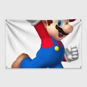 Флаг-баннер с принтом Super Mario в Санкт-Петербурге, 100% полиэстер | размер 67 х 109 см, плотность ткани — 95 г/м2; по краям флага есть четыре люверса для крепления | nintendo | марио | нинтендо