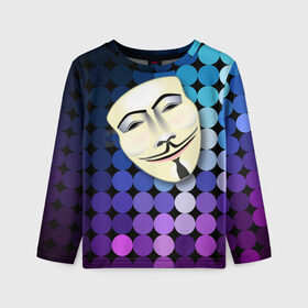 Детский лонгслив 3D с принтом Анонимус в Санкт-Петербурге, 100% полиэстер | длинные рукава, круглый вырез горловины, полуприлегающий силуэт
 | anonymous | www | интернет | маска | свобода | хакер