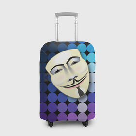 Чехол для чемодана 3D с принтом Анонимус в Санкт-Петербурге, 86% полиэфир, 14% спандекс | двустороннее нанесение принта, прорези для ручек и колес | anonymous | www | интернет | маска | свобода | хакер