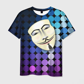 Мужская футболка 3D с принтом Анонимус в Санкт-Петербурге, 100% полиэфир | прямой крой, круглый вырез горловины, длина до линии бедер | anonymous | www | интернет | маска | свобода | хакер