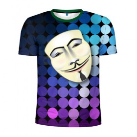 Мужская футболка 3D спортивная с принтом Анонимус в Санкт-Петербурге, 100% полиэстер с улучшенными характеристиками | приталенный силуэт, круглая горловина, широкие плечи, сужается к линии бедра | anonymous | www | интернет | маска | свобода | хакер