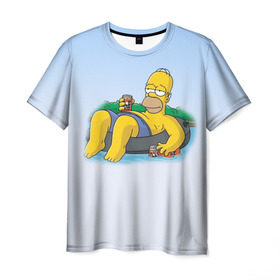 Мужская футболка 3D с принтом симпсоны в Санкт-Петербурге, 100% полиэфир | прямой крой, круглый вырез горловины, длина до линии бедер | homer | simpsons | гомер | симпсоны