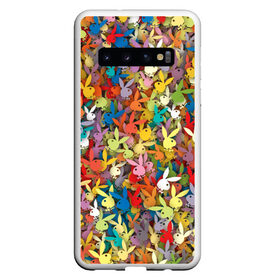 Чехол для Samsung Galaxy S10 с принтом Кролики Playboy в Санкт-Петербурге, Силикон | Область печати: задняя сторона чехла, без боковых панелей | зайчик | заяц | паттерн | плейбой | разноцветный