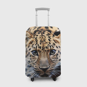 Чехол для чемодана 3D с принтом Леопард в Санкт-Петербурге, 86% полиэфир, 14% спандекс | двустороннее нанесение принта, прорези для ручек и колес | взгляд | глаза | дикая кошка | леопард | хищник
