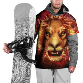 Накидка на куртку 3D с принтом Огненный лев в Санкт-Петербурге, 100% полиэстер |  | animal | fire | flame | head | lion | look | predator | взгляд | голова | животное | лев | огненный | огонь | пламя | хищник