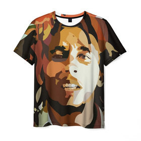 Мужская футболка 3D с принтом Боб Марли в Санкт-Петербурге, 100% полиэфир | прямой крой, круглый вырез горловины, длина до линии бедер | bob marley | composer | guitarist | jamaica | jamaican musician | reggae | singer | музыкант | регги