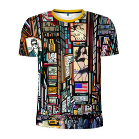 Мужская футболка 3D спортивная с принтом Нью-Йорк Сити в Санкт-Петербурге, 100% полиэстер с улучшенными характеристиками | приталенный силуэт, круглая горловина, широкие плечи, сужается к линии бедра | арт | веселые | интересные | популярное | узор