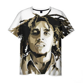 Мужская футболка 3D с принтом Ямайка, Боб Марли в Санкт-Петербурге, 100% полиэфир | прямой крой, круглый вырез горловины, длина до линии бедер | bob marley | reggae