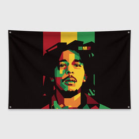 Флаг-баннер с принтом Ямайка Боб Марли в Санкт-Петербурге, 100% полиэстер | размер 67 х 109 см, плотность ткани — 95 г/м2; по краям флага есть четыре люверса для крепления | bob marley | reggae | регги