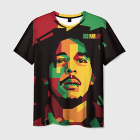 Мужская футболка 3D с принтом Ямайка, Боб Марли в Санкт-Петербурге, 100% полиэфир | прямой крой, круглый вырез горловины, длина до линии бедер | Тематика изображения на принте: bob marley | reggae | регги