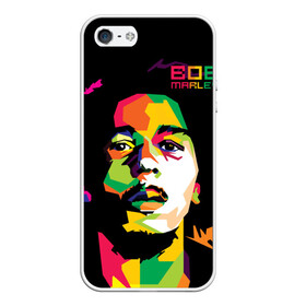 Чехол для iPhone 5/5S матовый с принтом Ямайка Боб Марли в Санкт-Петербурге, Силикон | Область печати: задняя сторона чехла, без боковых панелей | reggae | регги