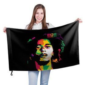 Флаг 3D с принтом Ямайка, Боб Марли в Санкт-Петербурге, 100% полиэстер | плотность ткани — 95 г/м2, размер — 67 х 109 см. Принт наносится с одной стороны | reggae | регги