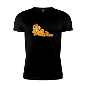 Мужская футболка премиум с принтом Диванный мастер в Санкт-Петербурге, 92% хлопок, 8% лайкра | приталенный силуэт, круглый вырез ворота, длина до линии бедра, короткий рукав | гарфилд | диван | животные | коты | кошка | лень | юмор