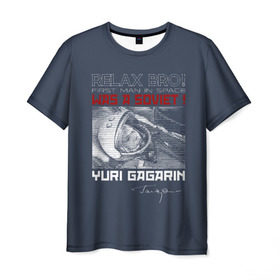 Мужская футболка 3D с принтом Гагарин в Санкт-Петербурге, 100% полиэфир | прямой крой, круглый вырез горловины, длина до линии бедер | 