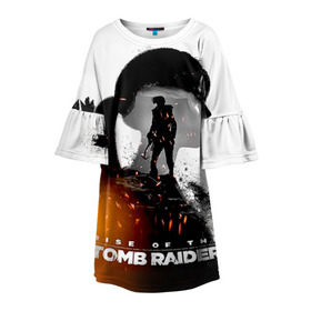Детское платье 3D с принтом Rise of the Tomb Raider 1 в Санкт-Петербурге, 100% полиэстер | прямой силуэт, чуть расширенный к низу. Круглая горловина, на рукавах — воланы | Тематика изображения на принте: rise of the tomb raider | tomb raider | восхождение расхитительницы гробниц | расхитительница гробниц