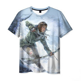 Мужская футболка 3D с принтом Rise of the Tomb Raider 3 в Санкт-Петербурге, 100% полиэфир | прямой крой, круглый вырез горловины, длина до линии бедер | rise of the tomb raider | tomb raider | восхождение расхитительницы гробниц | расхитительница гробниц