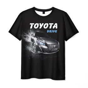 Мужская футболка 3D с принтом Toyota Drive в Санкт-Петербурге, 100% полиэфир | прямой крой, круглый вырез горловины, длина до линии бедер | crown | toyota | авто | автомобиль | краун | машина | тачка | тойота