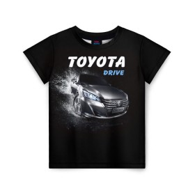 Детская футболка 3D с принтом Toyota Drive в Санкт-Петербурге, 100% гипоаллергенный полиэфир | прямой крой, круглый вырез горловины, длина до линии бедер, чуть спущенное плечо, ткань немного тянется | crown | toyota | авто | автомобиль | краун | машина | тачка | тойота