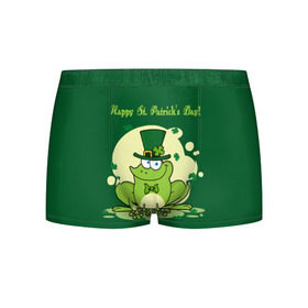 Мужские трусы 3D с принтом Ирландия в Санкт-Петербурге, 50% хлопок, 50% полиэстер | классическая посадка, на поясе мягкая тканевая резинка | clover | frog | green | happy st. patricks day | ireland | irish | moon | день святого патрика | зелёная | ирландец | ирландия | клевер | луна | лягушка | счастливый | шляпа