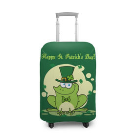 Чехол для чемодана 3D с принтом Ирландия в Санкт-Петербурге, 86% полиэфир, 14% спандекс | двустороннее нанесение принта, прорези для ручек и колес | clover | frog | green | happy st. patricks day | ireland | irish | moon | день святого патрика | зелёная | ирландец | ирландия | клевер | луна | лягушка | счастливый | шляпа