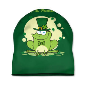 Шапка 3D с принтом Ирландия в Санкт-Петербурге, 100% полиэстер | универсальный размер, печать по всей поверхности изделия | clover | frog | green | happy st. patricks day | ireland | irish | moon | день святого патрика | зелёная | ирландец | ирландия | клевер | луна | лягушка | счастливый | шляпа