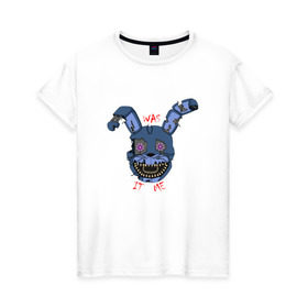 Женская футболка хлопок с принтом Nightmare Bonnie в Санкт-Петербурге, 100% хлопок | прямой крой, круглый вырез горловины, длина до линии бедер, слегка спущенное плечо | five nights at freddys | nightmare bonnie