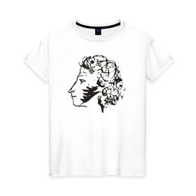 Женская футболка хлопок с принтом Пушкин в Санкт-Петербурге, 100% хлопок | прямой крой, круглый вырез горловины, длина до линии бедер, слегка спущенное плечо | автопортрет | литература | поэт | пушкин | сказка | словесность | стихи