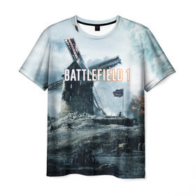 Мужская футболка 3D с принтом Battlefield 1 в Санкт-Петербурге, 100% полиэфир | прямой крой, круглый вырез горловины, длина до линии бедер | батла | батлфилд