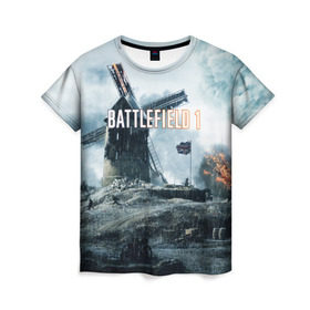 Женская футболка 3D с принтом Battlefield 1 в Санкт-Петербурге, 100% полиэфир ( синтетическое хлопкоподобное полотно) | прямой крой, круглый вырез горловины, длина до линии бедер | батла | батлфилд