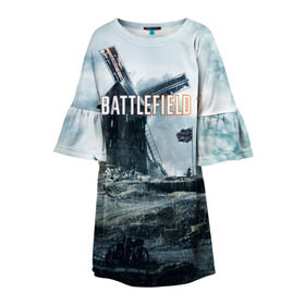 Детское платье 3D с принтом Battlefield 1 в Санкт-Петербурге, 100% полиэстер | прямой силуэт, чуть расширенный к низу. Круглая горловина, на рукавах — воланы | батла | батлфилд
